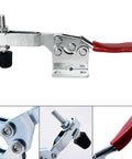 Beefy Heavy Duty Horizontal Toggle Clamp With Quick Release Large Hold Down Clamp with red handle and rubber pressure tip