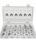 Rig Ready Auto Alignment Body Shims And Camber Tuning Kit With Sturdy Storage Case showing galvanized steel adjusters in varying sizes.