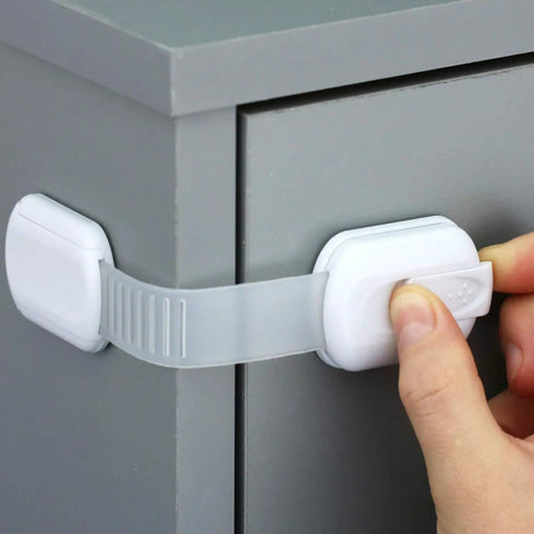 Easy Install No Drill Baby Proof Cabinet Locks Set for cabinets drawers fridge oven and more Adjustable Strap Child Safety Locks