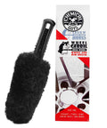Soft Natural Bristle Wheel And Rim Cleaning Brush With Gerbil Hair for wheels, rims, exhaust tips, and delicate surfaces displayed with packaging.