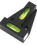 A22I T Type Level Meter, Mini Spirit Level Bubble Two Ways T Type in black with two green bubbles for precise leveling.
