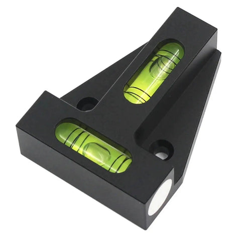 A22I T Type Level Meter, Mini Spirit Level Bubble Two Ways T Type in black with two green bubbles for precise leveling.