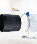 Two Pack Dust Port Adapter For 4 Inch Pipe To 4 Inch Dust Collection Hose Quick Connect Coupler Fitting with hose and clamps