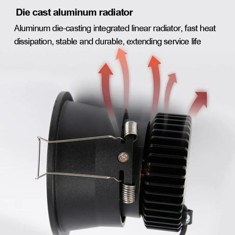 ELUKHT 4 Pack Led Downlight 3/4 Inch Round Recessed Lighting, Baffle Trim, showing die cast aluminum radiator design.