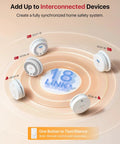 Image showing interconnected Six Pack Wireless Smoke And Carbon Monoxide Detector Combo Features A Decade Long Sealed Battery and buttons.