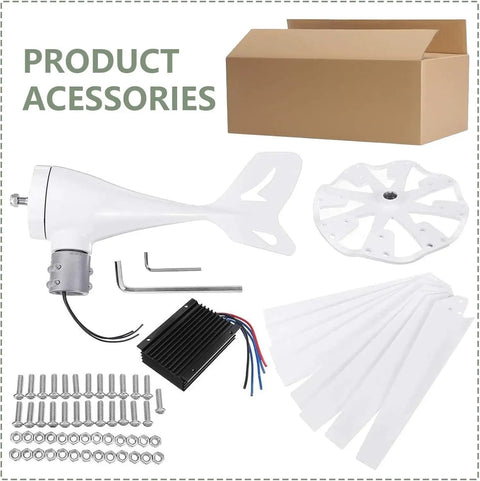 Accessories of Powerful 14000W Wind Turbine Kit With 8 Blades, MPPT Controller, And 12V/24V/48V Setups, Ideal For Marine Use.