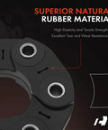 Close-up view of A-Premium drive shaft coupler flex joint, black housing with silver bushings.
