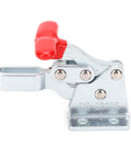 Heavy Duty Quick Release Clamp For Woodworking And Metalworking Hold Down Toggle Clamp Kit 2 Pcs With Horizontal And Elbow Fixtures For Welding And Drill Press Jigs And Fixtures, metal body, red handle.