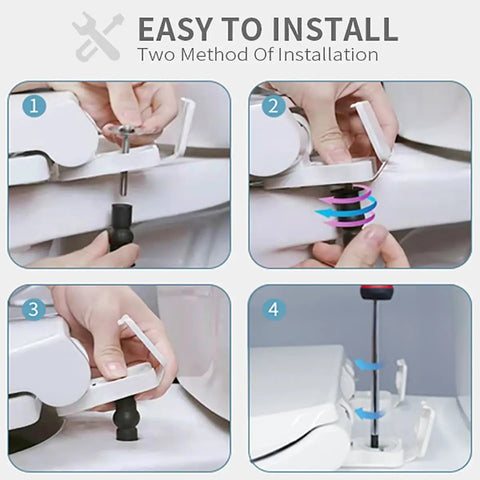 Installation process for Heavy Duty Commercial Open Front Toilet Seat With Slick Soft Close Lid and White Elongated Plastic Cover.