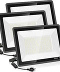 3 Pack 200W LED Flood Light Kit With Plug, Ultra Bright Exterior Security Floodlights, IP66 Waterproof Outdoor Lighting