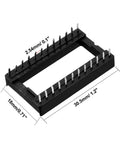 Close-up of Six Pack DIP IC Socket Adaptor Kit Solder Type 2.54mm Pitch Dual Row 24 Flat Pin 15.24mm Row Pitch showing dimensions
