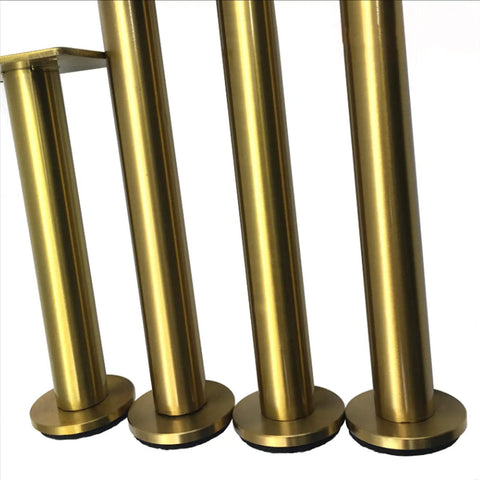 Adjustable 23.6 Inch Stainless Steel Furniture Legs Set Of 4 With Gold Finish Durable Replacement Legs For Sofa Table Cabinet Coffee Table And TV Stand Includes Screws Upgrade Your Setup, close-up view