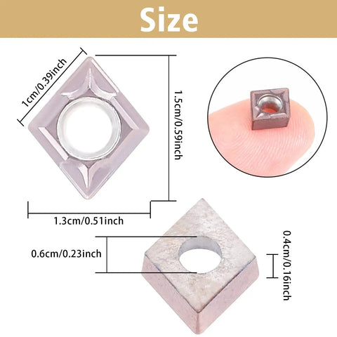 Pro Grade Indexable Lathe Turning Tool Kit carbide insert dimensions with finger for scale