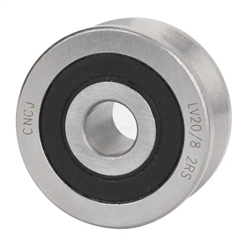 Built Tough 8x30x14mm V Groove Sealed Guide Pulley Wheel And V Shape Steel Ball Bearing showcasing a steel ball bearing with black seal.