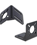 JOYNANO L-shaped motor mounting bracket, alloy steel, black; for DC and stepper motors, pack of 2