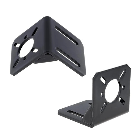 JOYNANO L-shaped motor mounting bracket, alloy steel, black; for DC and stepper motors, pack of 2