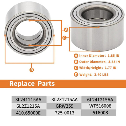 Measurements and replacement parts for Rear Wheel Hub And Bearing Assembly 516008 Fits Ford Explorer 2002 2010