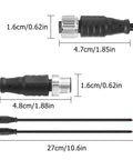 Dimensions of M12 3 Pin Connector Cable 1 Male 1 Female Aviation Sensor Wiring Cable 25cm 0.8ft Outdoor IP67 Waterproof