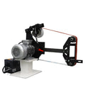 Badass Industrial Variable Speed 71 Inch Belt Grinder With 3 Grinding Wheels And Heavy Duty Base For Pro Knife Makers 220 Volt 2200W Smooth Running Workhorse, featuring strong motor, belt, and frame.