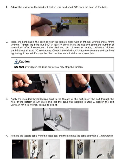 Installation steps for Heavy Duty Tailgate Shock Assist Kit compatible with 04 to 14 Ford F150 and 06 to 08 Lincoln Mark LT.