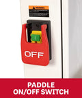 Red paddle on/off switch for 18 Inch Woodworking Band Saw With 1.75 HP 115V 1Ph Big 16 Inch Resaw Capacity Foot Brake