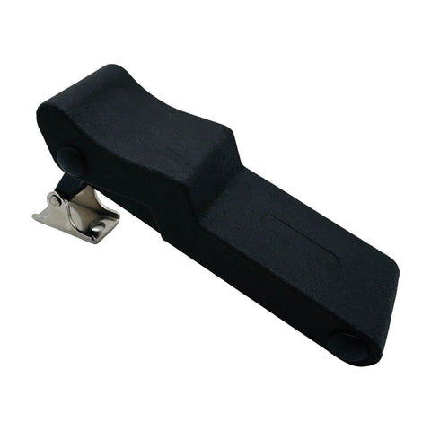 Flexible Rubber Draw Latch For Boat Coolers Soft Durable Replacement Kit shown in side angle with metal clasp