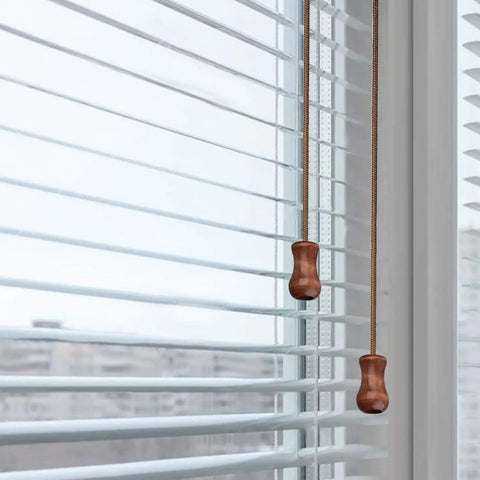 Top Tier Brown Braided Venetian Blind Lift Cord Extra Strong Durable Nylon Sunshade Rope Dang Sturdy Pull Tether on window blinds.