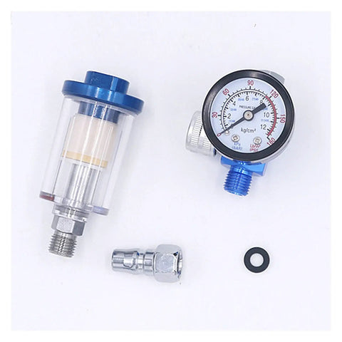 Top Shelf Boss Pro Grade Hvlp Spray Gun Combo Pairing 0.8 And 1.0 Mm Nozzles pressure regulator and filter for airbrush use
