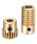 Brass Worm Gear Set 0.5 Module 20 To 1 Reduction With 5mm Shaft Bore And 4mm Gear Wheel Bore, 20 Teeth, Beefy Drive Gear Box Replacement