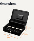 Secure Cash Box With Lock For Easy Money Handling, Coin Tray With Five Cantilever Compartments, Auto Extend Lid And Paper Bill Clips