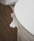 Manual Dual Wand Bidet Toilet Seat With Quiet Close Elongated Design showing side lever water control on wooden floor