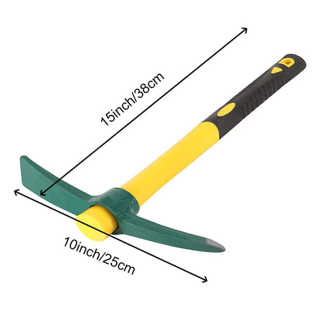 Two Pack Garden Pick Set 15 X 10 Inch Heavy Duty Mattock Hoe With Fiberglass Handles For Digging Weeding And Flower Bed Prep Sturdy Steel