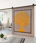 Hand Carved Tree Of Life Door For Exterior Or Interior Use, Pivot Barn Style Door With Large Sliding, Custom Size 71x34 Inches