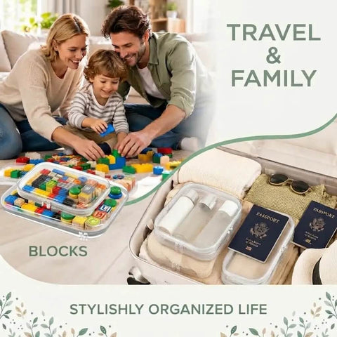 Super Slick Clear Hard Shell Zipper Cases With Rugged Plastic Organization Pouches For Travel Toiletries And Electronics Lock Your Gear Down In This Six Pack Three Size Set Built Damn Tough with kids playing with blocks.