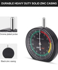 Tire Tread Depth Gauge Dial Type For Motorcycle, Car, Truck And Bus, Easy Reading Tire Gauge In 32nds With Traffic Light Color Zones And 32nd Inch Increments For Quick Pro Grade, Accurate Readings, chrome probe, black zinc casing