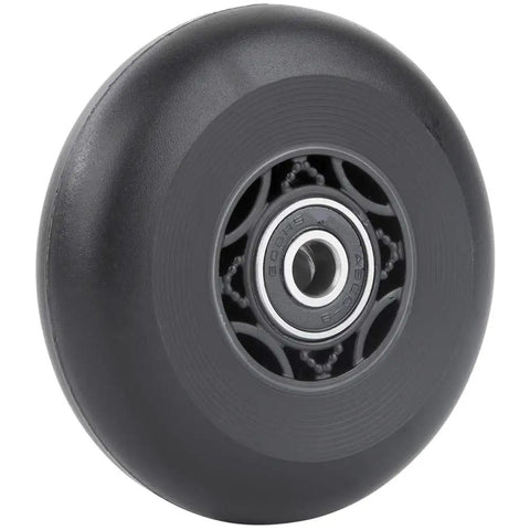 Close-up of Inline Skate Wheels 80mm 90A Outdoor Asphalt Formula Replacement Wheels with ABEC 9 Bearings for street skating.