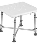 Heavy Duty Shower Chair For Tub Or Shower Bench With No Tools Needed, Adjustable Height, Non Slip Aluminum Frame, White