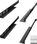 1U Universal Rack Mount Rails Four Post Server Telescoping Slides adjustable steel rails for network hardware installation.