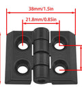 Product diagram showing dimensions of the 4 Sets Zinc Alloy Hinges For 2020 Aluminum Extrusion Black 6mm Profile Slot.