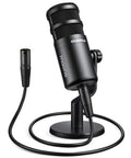XLR Dynamic Podcast Microphone With Cardioid Pickup, Built In Double Layer Pop Filter, Pro Grade Metal Studio Mic