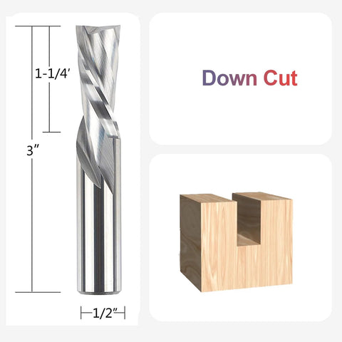 SpeTool spiral Downdcut router bit with 1/2 in shank and 1/2 in cutting diameter for wood carving