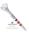 Two And Three Quarters Inch USA Stars And Stripes Golf Tees Plastic Bulk Pack Of One Hundred For Patriotic Play Made In The USA