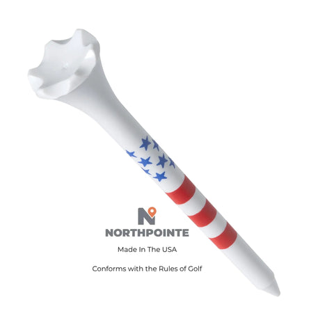 Two And Three Quarters Inch USA Stars And Stripes Golf Tees Plastic Bulk Pack Of One Hundred For Patriotic Play Made In The USA