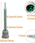 40-Piece Epoxy Mixing Nozzle Tips Set For Resin And Adhesive Guns, 50ml/1.7oz, 16-Element Spiral Mixing, dimensions marked