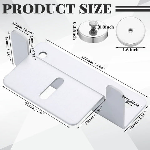 Dimensions of No Drill Magnetic Solar Panel Mount Brackets, 300 Lb Per Bracket, 1200 Lb Total With 4 Pack, showing size details