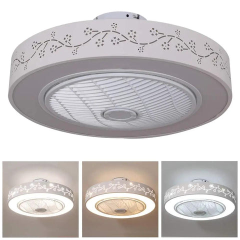 Low Profile Dimmable Ceiling Fan With Light Remote Control And Smart App Invisible Blade Design 3 Light Color Options