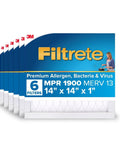 Image of a 6-pack Top Notch 14 By 14 By 1 Inch AC Furnace Air Filter with MERV 13 and MPR 1900, Premium Allergen and Bacteria Reduction