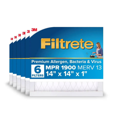 Image of a 6-pack Top Notch 14 By 14 By 1 Inch AC Furnace Air Filter with MERV 13 and MPR 1900, Premium Allergen and Bacteria Reduction