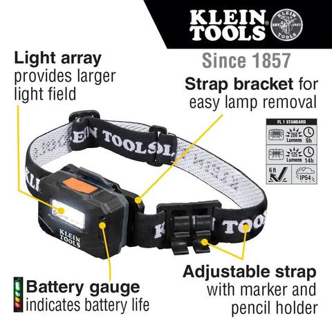 Rechargeable LED Headlamp With Adjustable Fabric Strap And Marker Holder For Work And Outdoors Goes All Day 260 Lumens High Mode