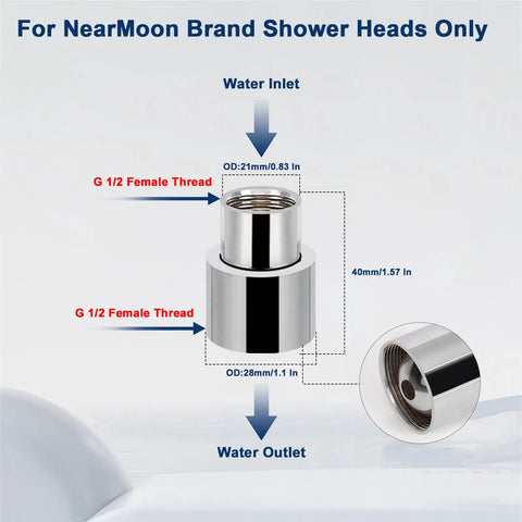 Solid Brass Shower Head Swivel Ball Connector For 8 Inch Shower Head With G One Half Male Thread 360 Degree Adjustable Swivel Chrome Finish RustProof No Fuss Install And No Flow Restriction, chrome G1/2 female thread adapter